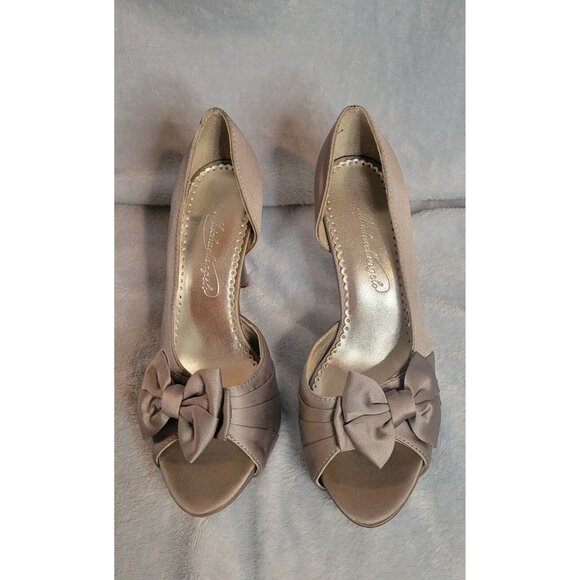 Michaelangelo Gray Satin Open Toe Slip On Heels Shoes Women's 5 1/2 - Picture 10 of 12